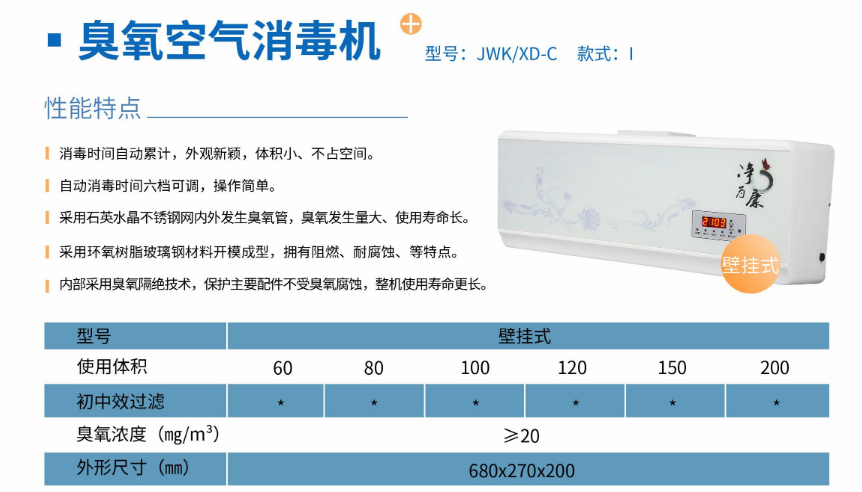 凈為康JWKXD-C款式Ⅰ（100?）壁掛式，臭氧空氣消毒凈化機1.png